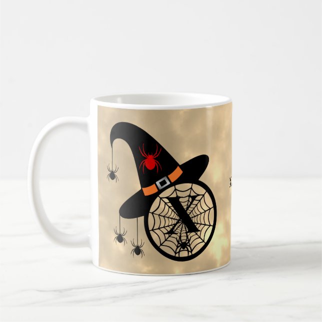 Caneca De Café Monograma X Halloween Sky Witeen Nome (Esquerda)