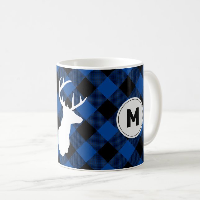 Caneca De Café Monograma Xadrez Buffalo Lumberjack Elk (Frente Esquerda)