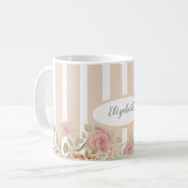 Caneca De Café Monogramas de cor de água do arbusto Rosa embebido