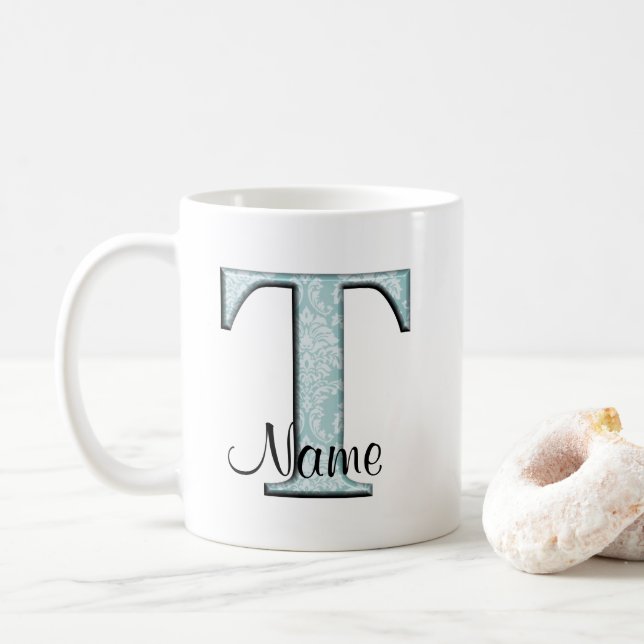 Caneca De Café Monogramas Impressão azuis, monogramas, copos (Com Donut)