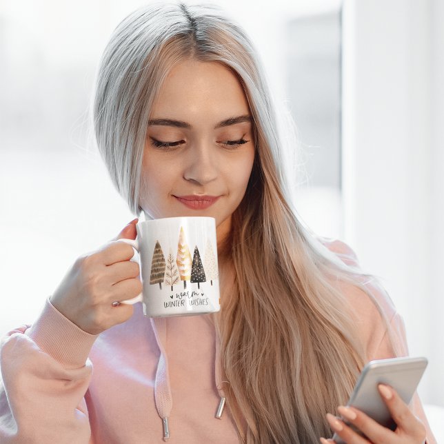Caneca De Café Monogramas Winter Saudações: Personalizado Engraça (Criador carregado)