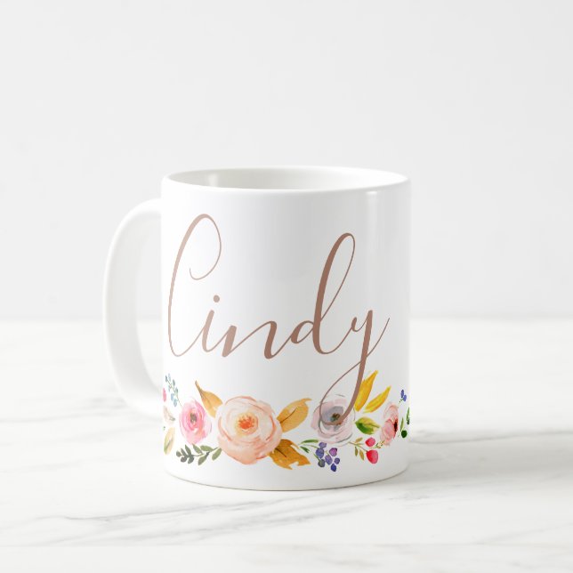 Caneca De Café monogrammed conhecido personalizado demasiado (Frente Esquerda)