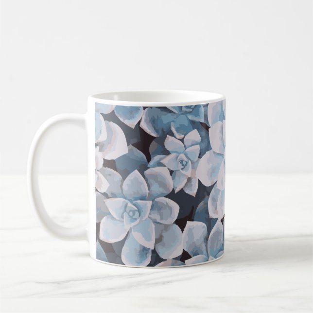 Caneca De Café Monotone Blue Succulent Mug (Esquerda)