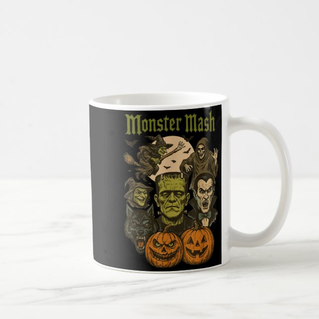 Caneca De Café Monster Mash Retro Halloween Funny Monster Soky Wo (Direita)