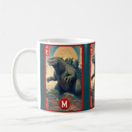 Caneca De Café Monster Monogram Asian Lizard Retro Bold Cool