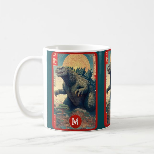 Caneca De Café Monster Monogram Lizard Retro Bold Cool Graphic (Esquerda)