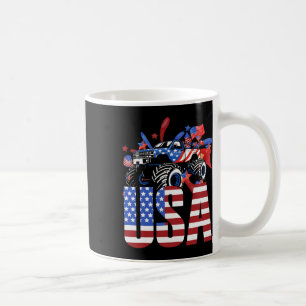 Caneca De Café Monster Truck Menino Bandeira Americana EUA Julho 