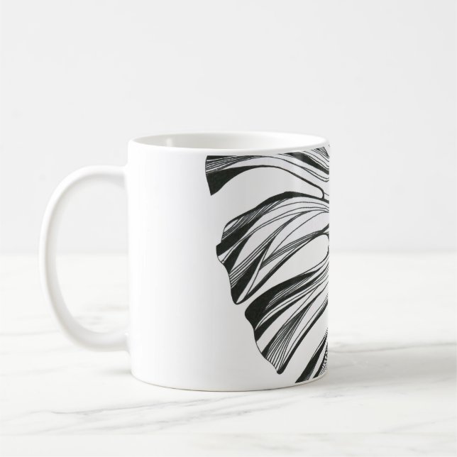 Caneca De Café Monstera Leaf: Elemento Natural Tropical. (Esquerda)