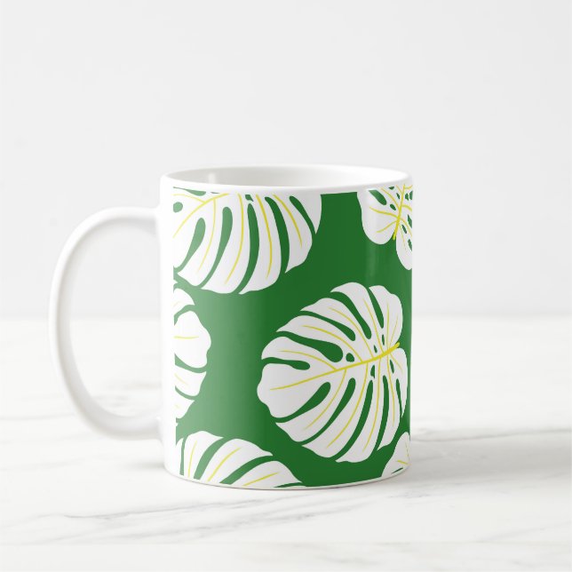 Caneca De Café Monstera Sai, Vintage Verde Escuro. (Esquerda)