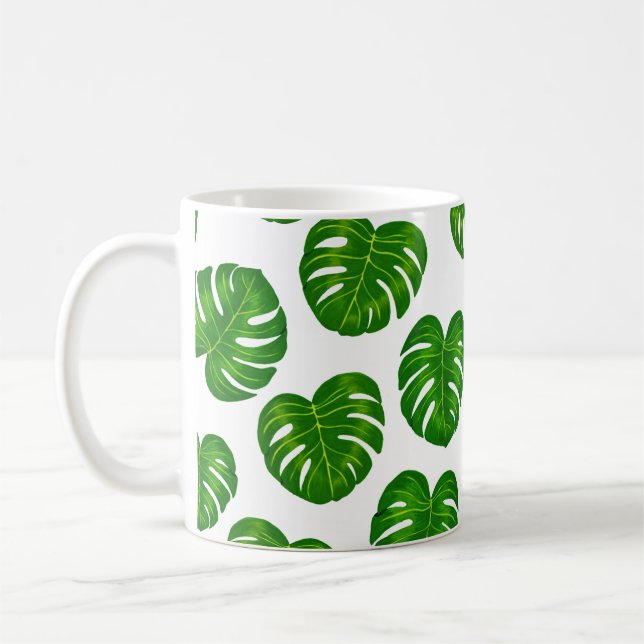 Caneca De Café Monstera tropical verde deixa padrão (Esquerda)