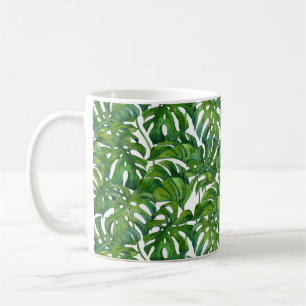 Caneca De Café Monstera Verde Deixa-se tropical