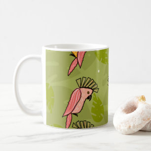Caneca De Café Monstera Verde Folhagem de Verão Cacatua