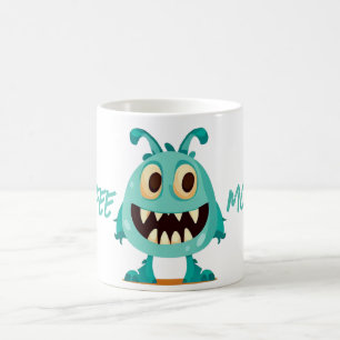 Caneca De Café Monstro/Alienígena/Cartoon/Azul