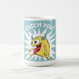 Caneca De Café Monstro Amarelo Cartoon em Execução - Pegue Você