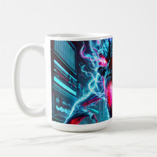 Caneca De Café Monstro de Horror Neon Olhos Brilhantes Ciberpunk