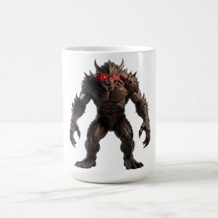 Caneca De Café Monstro Demônio Sombrio com Olhos Vermelhos Brilha