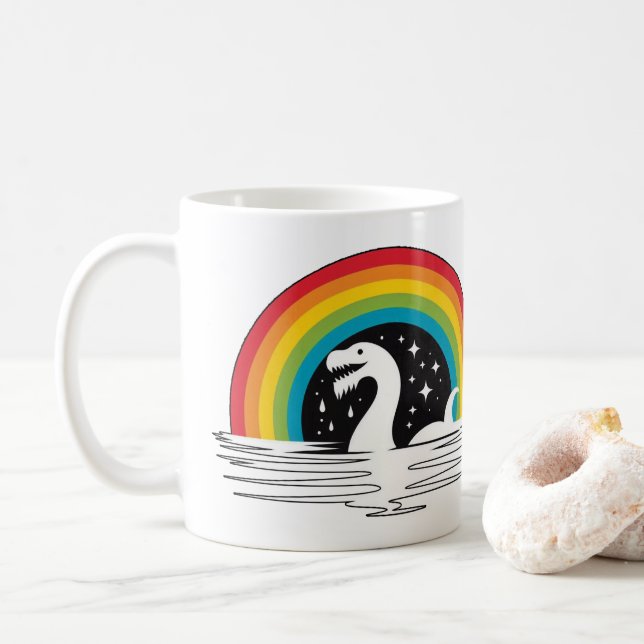 Caneca De Café Monstro do Mar de Raibow (Com Donut)