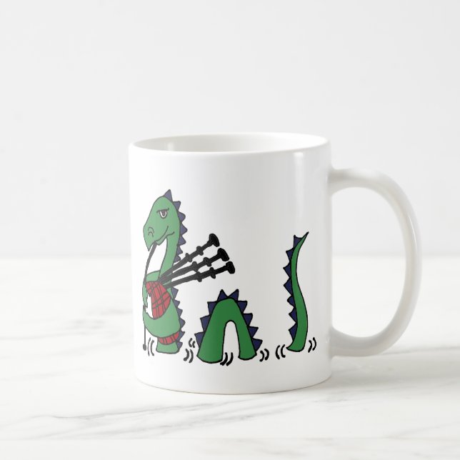 Caneca De Café Monstro engraçado de Loch Ness que joga Bagpipes (Direita)