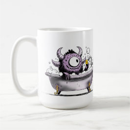 Caneca De Café Monstro no Banho de Espuma