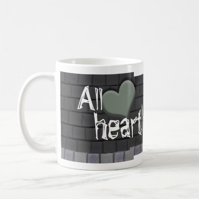 Caneca De Café Monstro Verde felpudo com Coração (Esquerda)