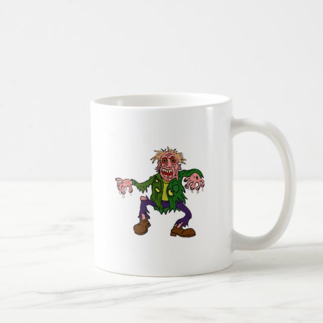 Caneca De Café Monstro Zumbi Verde de Halloween (Direita)