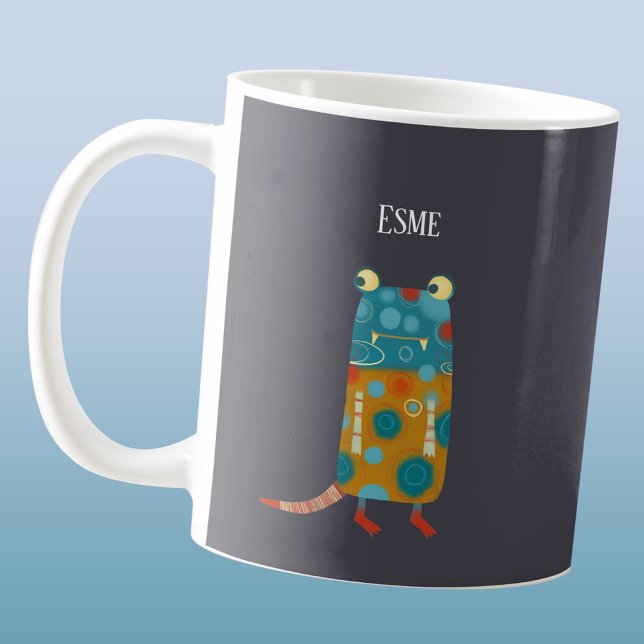 Caneca De Café Monstros Bons Personalizados (Fun personalized name cute monsters mug)