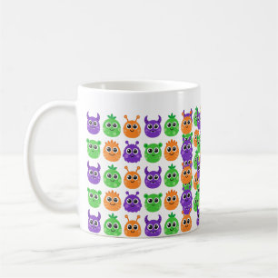 Caneca De Café Monstros com Olhos Saltitantes Padrão Fofo de Hall