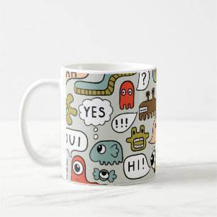 Caneca De Café Monstros de Cartoons Bonitos: Fundo Ininterrupto