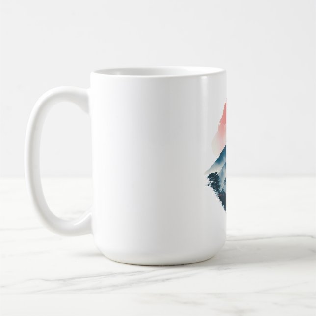 Caneca De Café Montanha Mística Lua Carmesim Arte Zen (Esquerda)