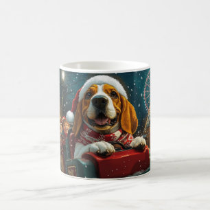 Caneca De Café Montanha-Russa de Cachorro Basset Hound Natal