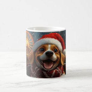 Caneca De Café Montanha-russa de Cachorro Beagle Natal