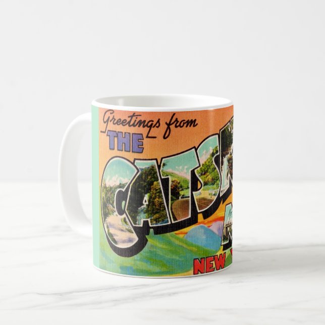 Caneca De Café Montanhas Catskill Vintage  (Frente Esquerda)