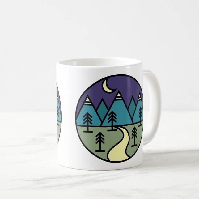 Caneca De Café montanhas de acampamento wanderlust, caminhada (Frente Esquerda)