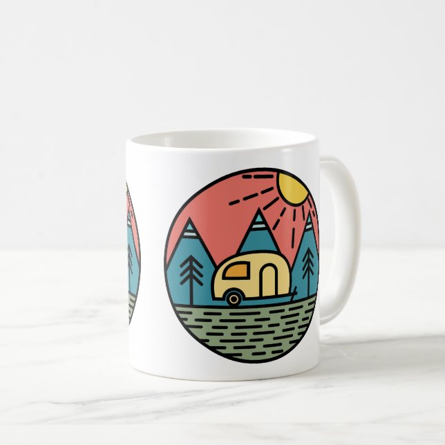 Caneca De Café montanhas de acampamento wanderlust, caminhada (Frente Esquerda)