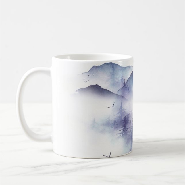 Caneca De Café Montanhas de aquarela, ilustração da paisagem de i (Esquerda)