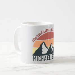 Caneca De Café Montanhas de pastel de safra chamam cinza de monog