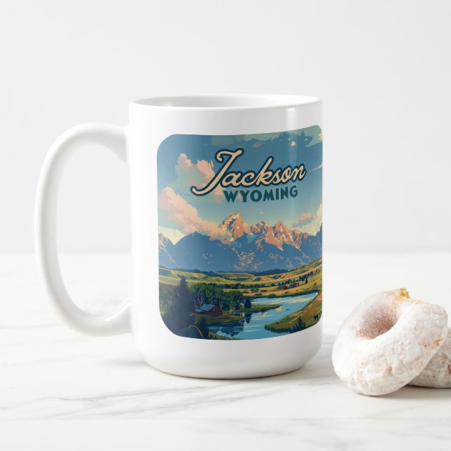 Caneca De Café Montanhas de Tetons do Ranking Jackson Hole Wyomin (Com Donut)