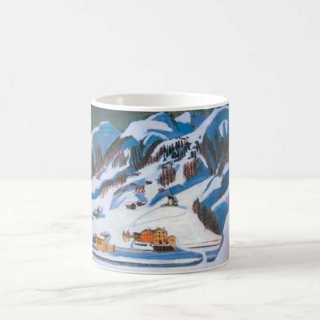Caneca De Café Montanhas e casas na neve, paisagem de inverno (Centro)