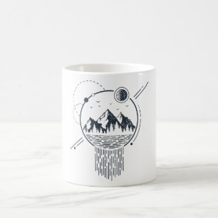 Caneca De Café Montanhas Geométricas Modernas Waterfall Boho