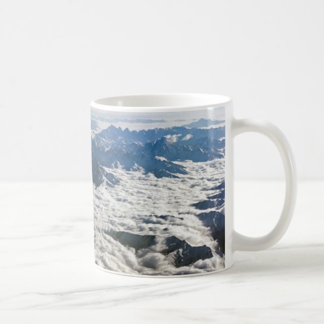 Caneca De Café Montanhas Himalaya sob nuvens - Tibete (Direita)