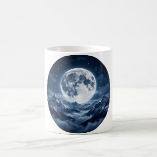 Caneca de Café Montanhas Nevadas Lua Cheia