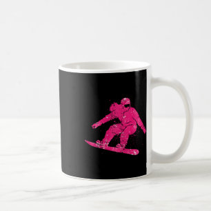 Caneca De Café Montanhas Snowboarder Esquema Retro Snowboard