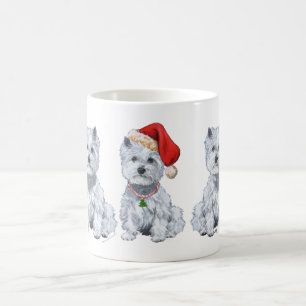 Caneca De Café Montanhas Terrier branco ocidentais Papai Noel
