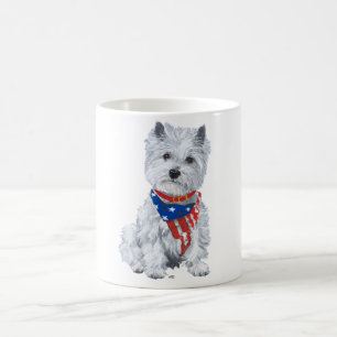 Caneca De Café Montanhas Terrier branco ocidentais patriótico