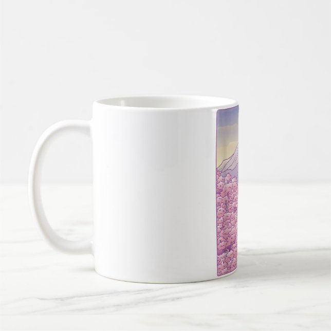 Caneca De Café Monte Fuji Sakura Árvore Japonesa do Blossom (Esquerda)