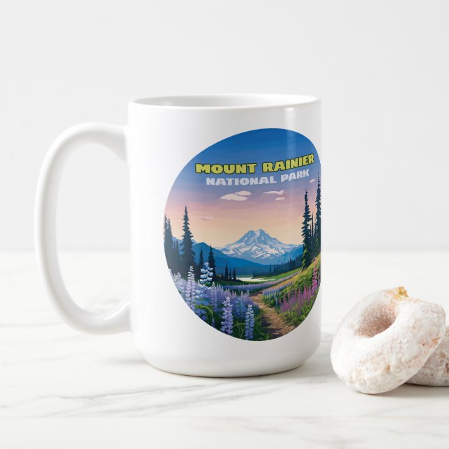 Caneca De Café Monte Rainier National Park Washington Retro (Com Donut)