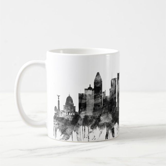 Caneca De Café Montreal Canada Skyline BW (Esquerda)