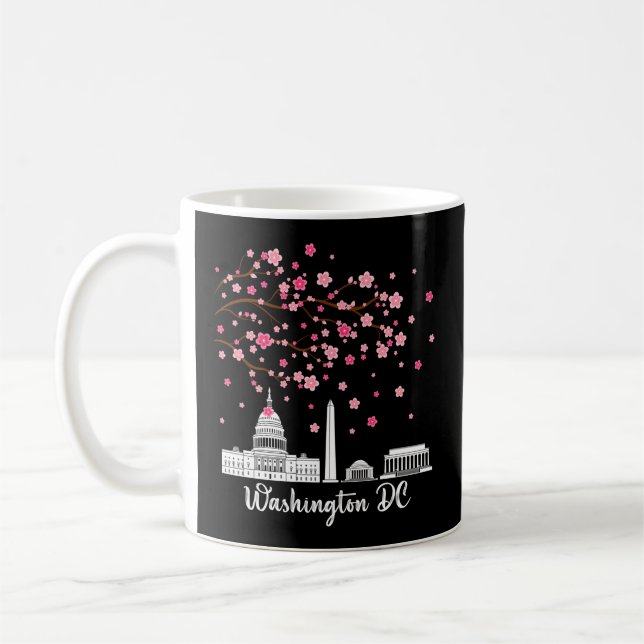 Caneca De Café Monumentos do Washington Dc Cherry Blossoms (Esquerda)
