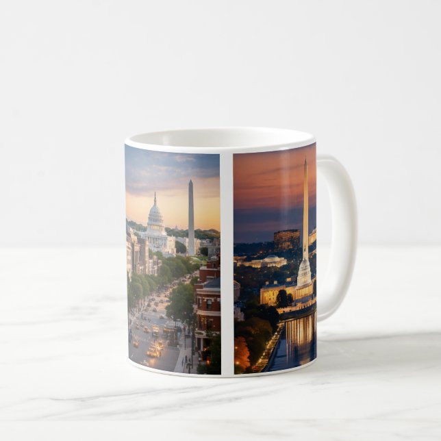 Caneca De Café Monumentos na Harmonia: Washington DC Skyline Maga (Frente Esquerda)