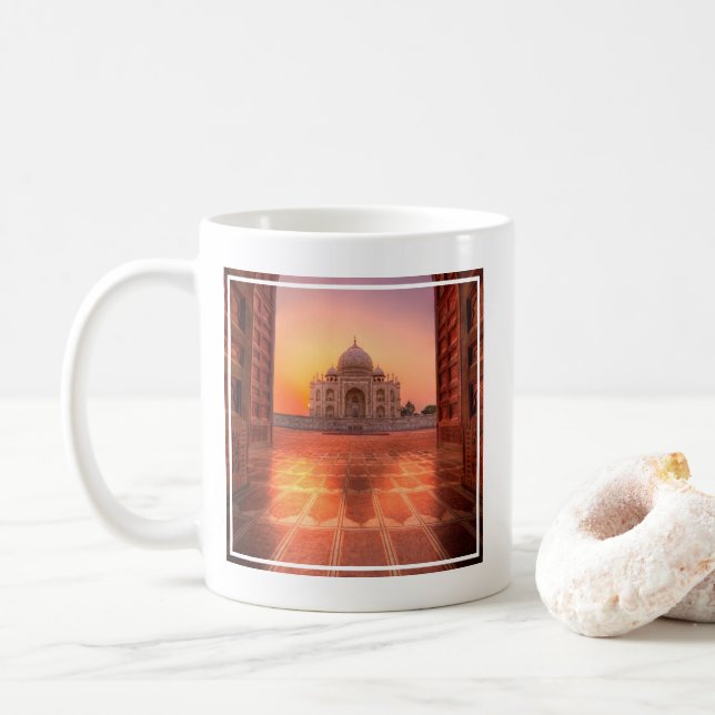Caneca De Café Monumentos | Taj Mahal, Índia à Sunset (Com Donut)